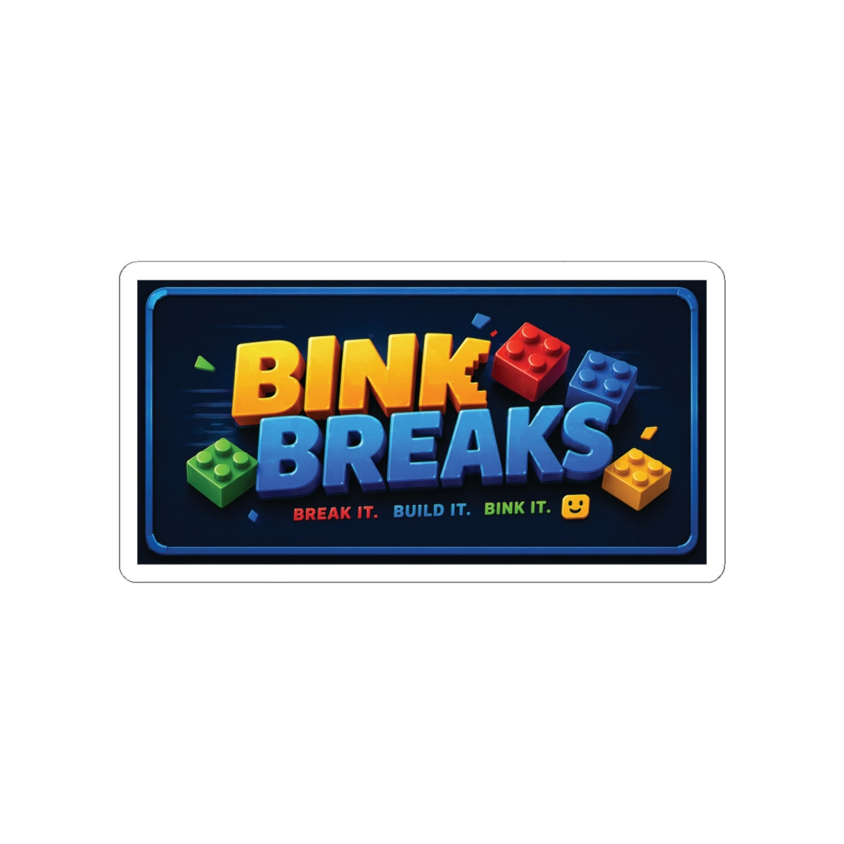 Bink Breaks Sticker — Colorful Brick Logo Decal