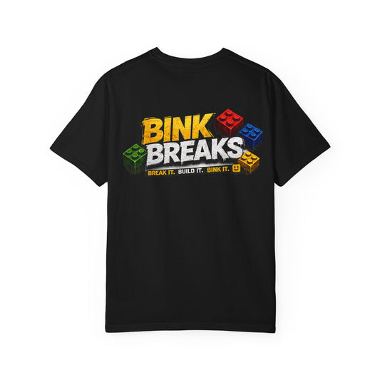 Bink Breaks T-Shirt — 'Bink Breaks' Retro Building Brick Design