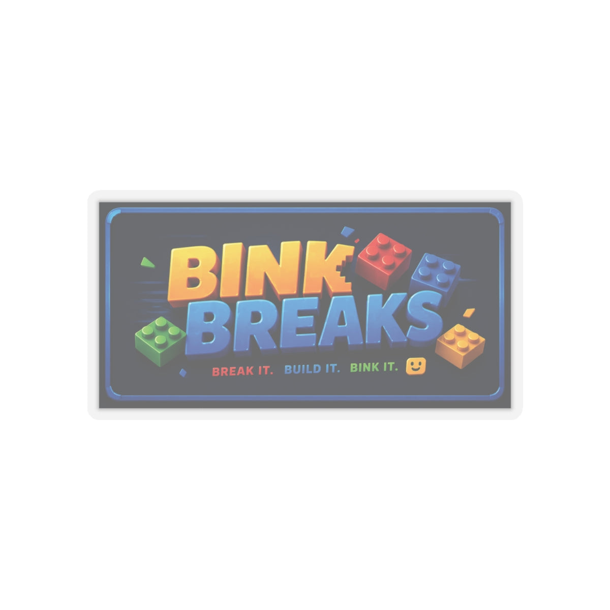 Bink Breaks Sticker — Colorful Brick Logo Decal