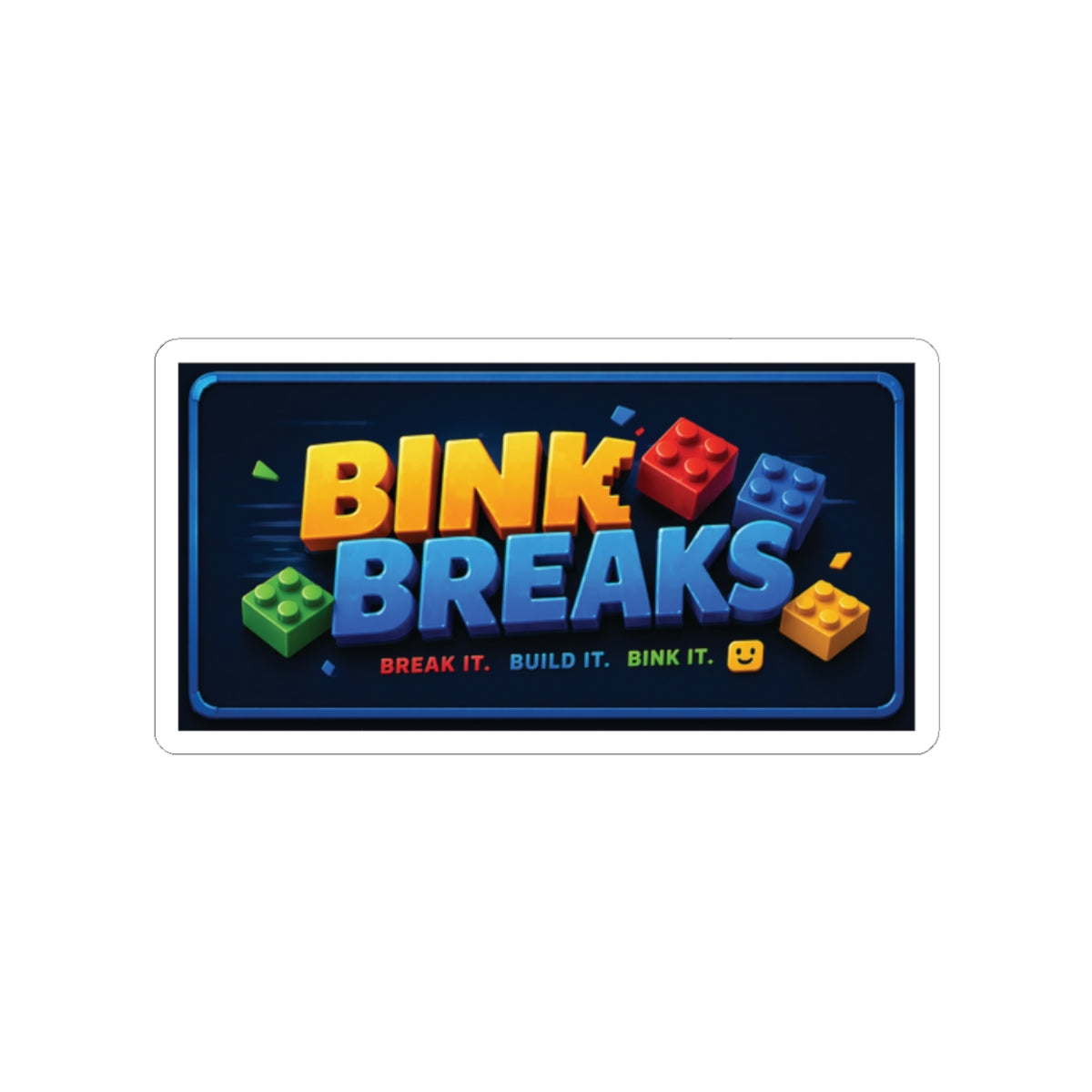 Bink Breaks Sticker — Colorful Brick Logo Decal