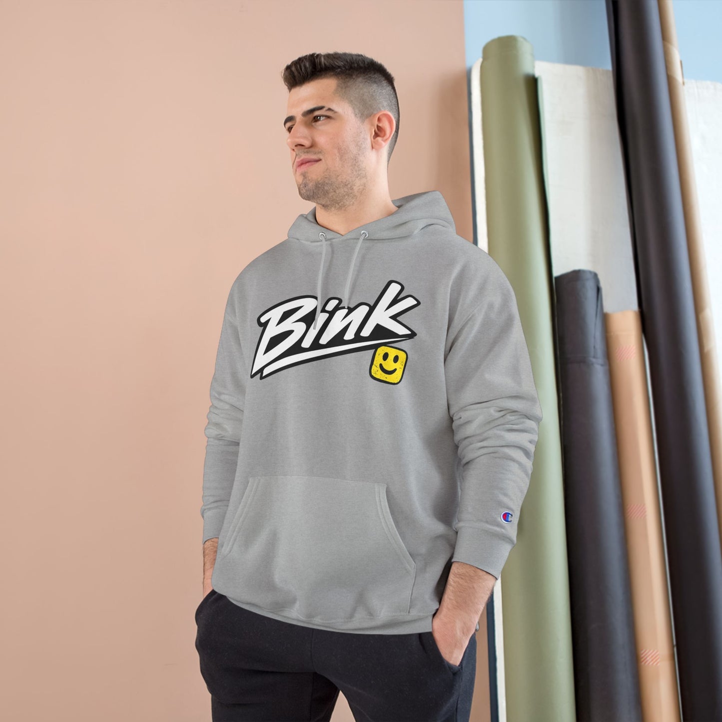 Bink Logo Hoodie — Champion-Style Pullover with Smile Emblem