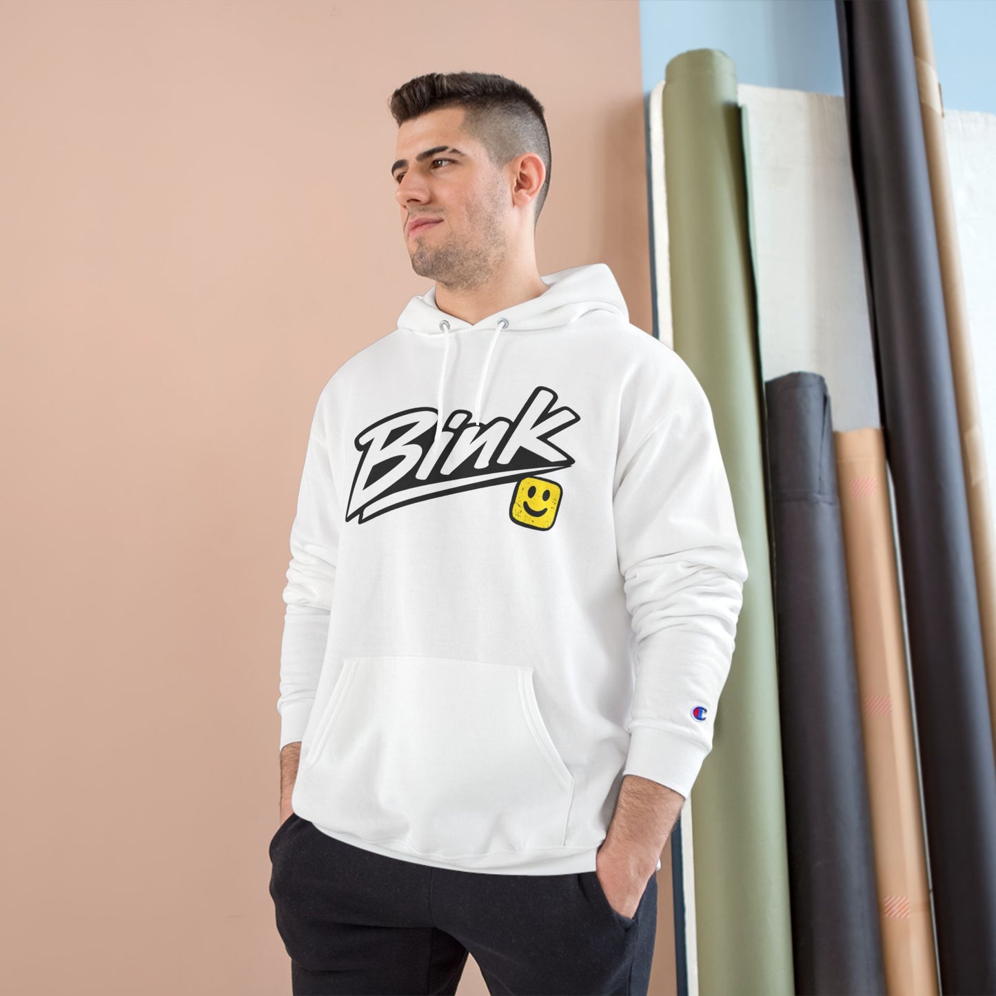 Bink Logo Hoodie — Champion-Style Pullover with Smile Emblem