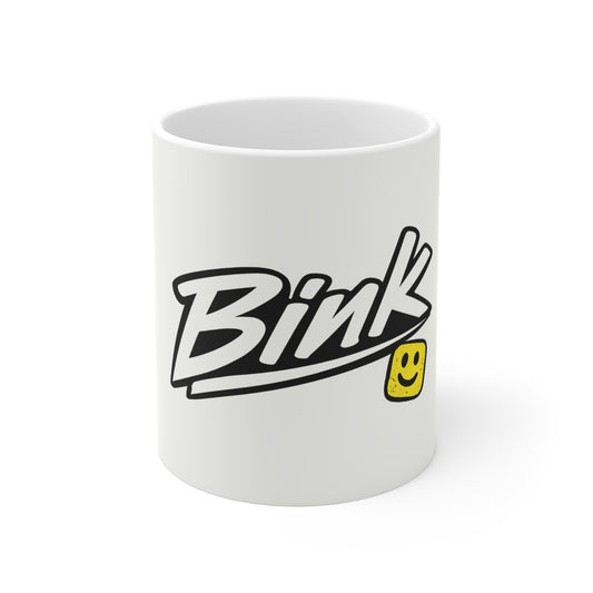 Mug — 'Bink' Script Logo Coffee Cup with Smiley Accent